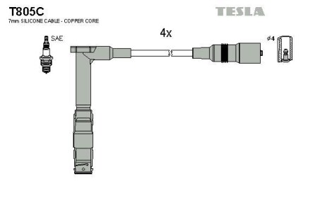 Провода высоковольтные, комплект TESLA T805C