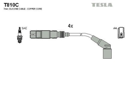 Провода высоковольтные, комплект TESLA T810C