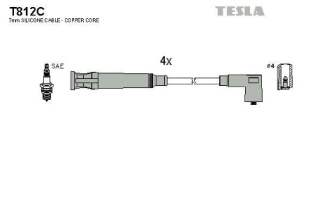 Провода высоковольтные, комплект TESLA T812C