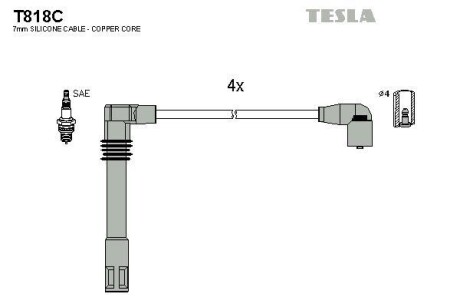 Провода высоковольтные, комплект TESLA T818C