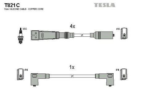 Провода высоковольтные, комплект TESLA T821C