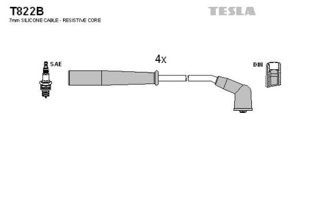 Провода высоковольтные, комплект TESLA T822B