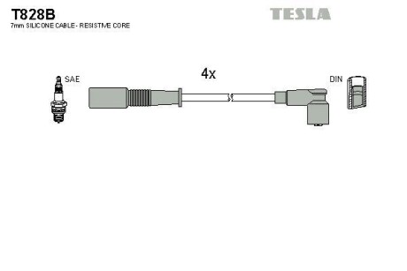 Провода высоковольтные, комплект TESLA T828B