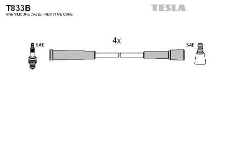 Провода высоковольтные, комплект TESLA T833B