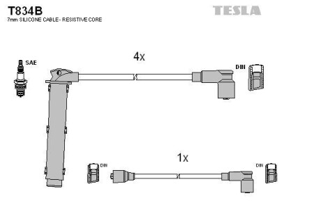 Провода высоковольтные, комплект TESLA T834B