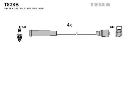 Провода высоковольтные, комплект TESLA T838B