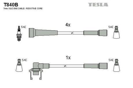 Провода высоковольтные, комплект TESLA T840B