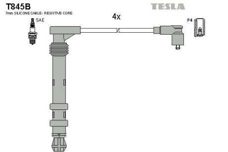 Провода высоковольтные, комплект TESLA T845B