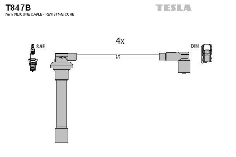 Провода высоковольтные, комплект TESLA T847B