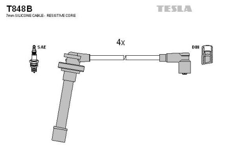 Провода высоковольтные, комплект TESLA T848B