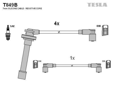 Провода высоковольтные, комплект TESLA T849B