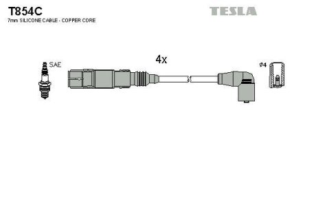 Провода высоковольтные, комплект TESLA T854C