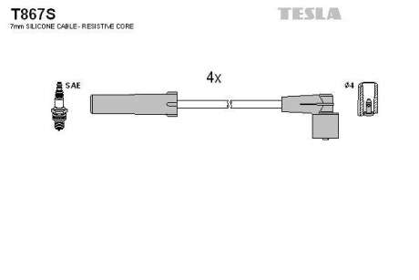 Провода высоковольтные, комплект TESLA T867S