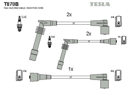 Провода высоковольтные, комплект TESLA T870B