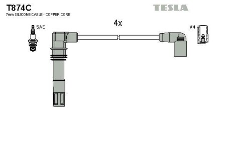 Провода высоковольтные, комплект TESLA T874C