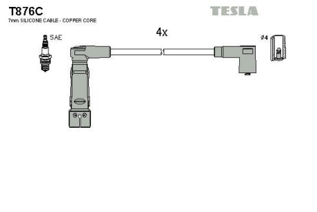 Провода высоковольтные, комплект TESLA T876C