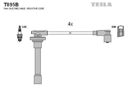 Провода высоковольтные, комплект TESLA T895B