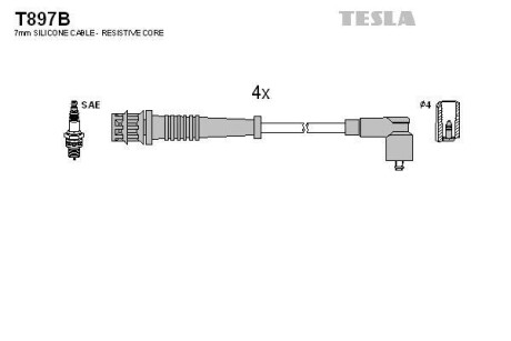 Провода высоковольтные, комплект TESLA T897B