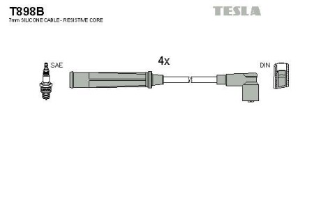 Провода высоковольтные, комплект TESLA T898B