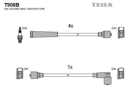 Провода высоковольтные, комплект TESLA T908B