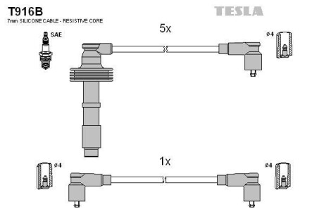 Провода высоковольтные, комплект TESLA T916B