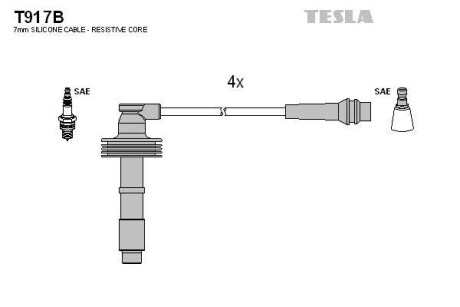 Провода высоковольтные, комплект TESLA T917B