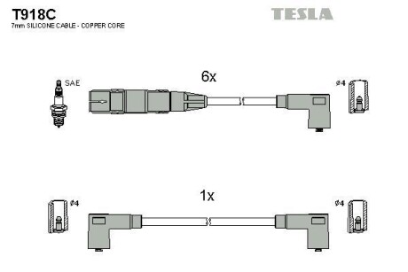 Провода высоковольтные, комплект TESLA T918C