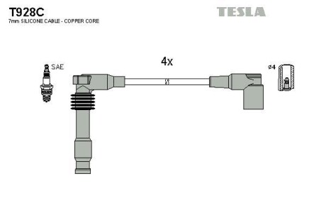 Провода высоковольтные, комплект TESLA T928C