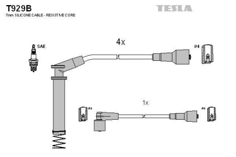 Провода высоковольтные, комплект TESLA T929B