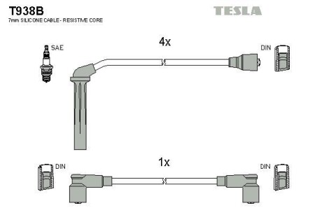 Провода высоковольтные, комплект TESLA T938B