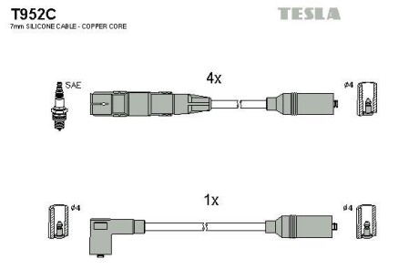 Провода высоковольтные, комплект TESLA T952C