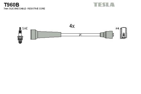 Провода высоковольтные, комплект TESLA T960B