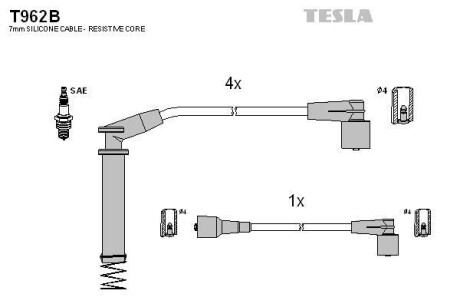 Провода высоковольтные, комплект TESLA T962B