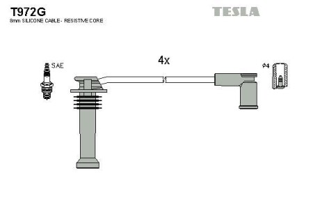 Провода высоковольтные, комплект TESLA T972G