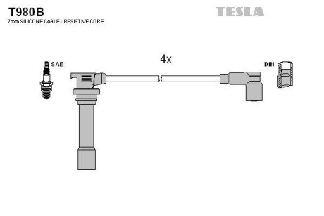 Провода высоковольтные, комплект TESLA T980B