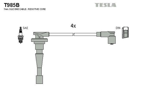 Провода высоковольтные, комплект TESLA T985B