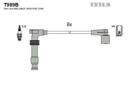 Провода высоковольтные, комплект TESLA T989B