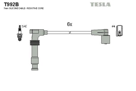 Провода высоковольтные, комплект TESLA T992B