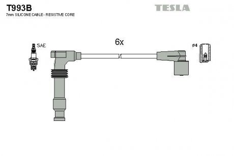 Провода высоковольтные TESLA T993B (фото 1)