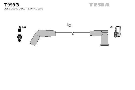 Провода высоковольтные, комплект TESLA T995G