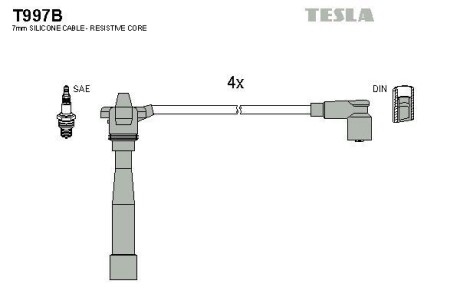 Провода высоковольтные, комплект TESLA T997B