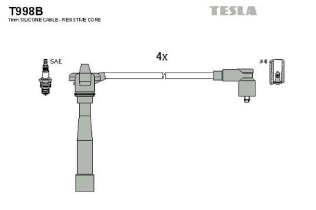 Провода высоковольтные, комплект TESLA T998B