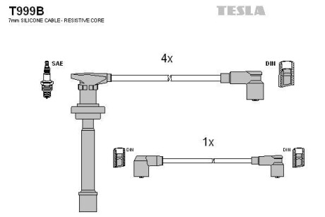 Провода высоковольтные, комплект TESLA T999B