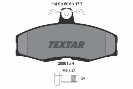 Тормозные колодки дисковые, комплект TEXTAR 2086105