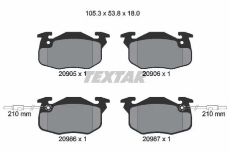 Тормозные колодки дисковые, комплект TEXTAR 2090506