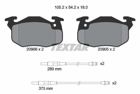 Тормозные колодки дисковые, комплект TEXTAR 2090604