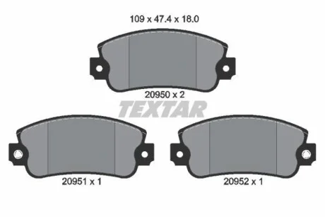 Тормозные колодки дисковые, комплект TEXTAR 2095006