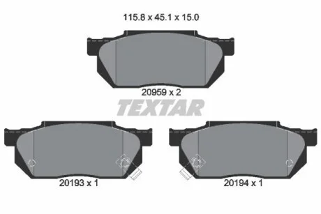 Тормозные колодки дисковые, комплект TEXTAR 2095902