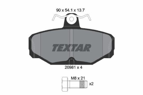 Тормозные колодки дисковые, комплект TEXTAR 2098101