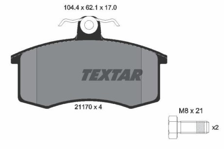 Тормозные колодки дисковые, комплект TEXTAR 2117002